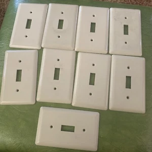 9 VINTAGE ART DECO GE BAKELITE LIGHT SWITCH PLATE COVER IVORY MCM - Picture 1 of 8