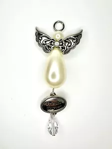 Ganz Friends Forever Silver Tone Metal w/ Pearl Angel Christmas or Car Ornament - Picture 1 of 16