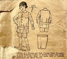 1907 Pictorial Review Sewing Pattern 6551 Boys Suit w/ Short Trousers Sz 4 11143