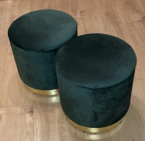 HNNHOME velvet Ottoman Footstool Storage Seat Pouffe Green - Picture 1 of 5