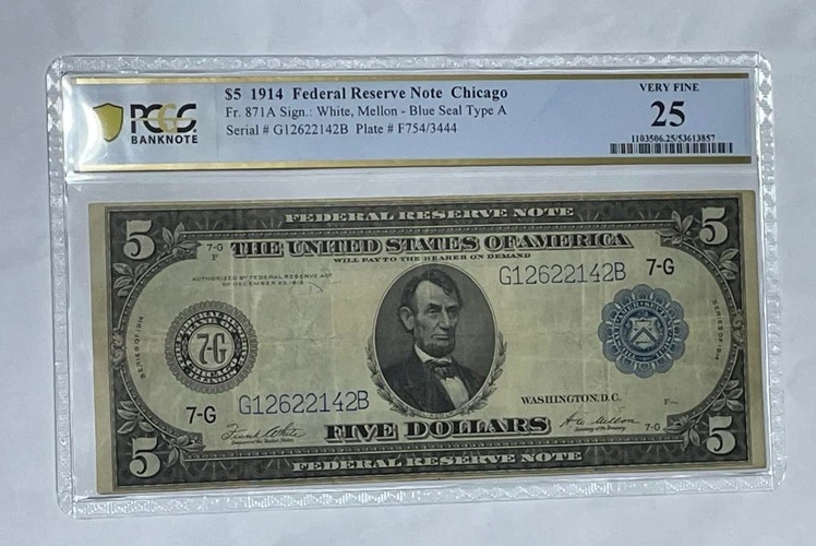 U.S. - Series of 1914 $5.00 Federal Reserve Note (PCGS Very Fine 25) - Image 1 of 2