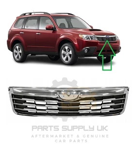 NUOVO PER SUBARU FORESTER 2009-2010 PARAURTI ANTERIORE GRIGLIA CENTRALE SUPERIORE GRIGIO/CROMO - Foto 1 di 2