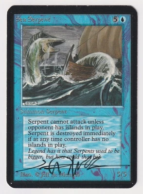 Signed Sea Serpent MP Alpha Limited Edition Artist Jeff A. Menges 1993 MTG Magic - Image 1 of 2