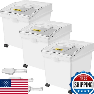 Juego de contenedores de ingredientes VEVOR 3 PIEZAS 10,5 galones, contenedores de harina con ruedas con cuchara y Li deslizante Foto 1 de 4