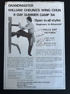 Folleto publicitario impreso vintage 1984 para campamento Wing Chung/Kung-Fu de William Cheung firmado - Imagen 1 de 1