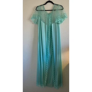 Bata Peignoir Transparente Borde Encaje Azul Hielo Jenelle California De Colección Talla M/L - Imagen 1 de 12