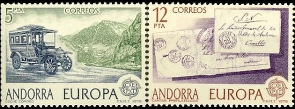 Andorra 1979 Edifil 125/6 Stamps ** Europe CEPT First Postal Car Seo de Urgel Foto 1 de 1