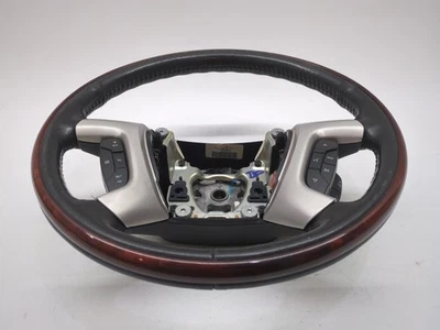 07-14 GM SUV Cadillac Escalade Black Ebony Leather Woodgrain Steering Wheel OEM  - Image 1 of 4
