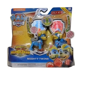 Paw Patrol Mighty Twins Tuck and Ella Super Paws cachorro e insignia NUEVO - Imagen 1 de 13