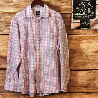 Jos. A Bank Signature Collection 多色格子男式 XL LS 正装衬衫 — 第 1/4 张图片