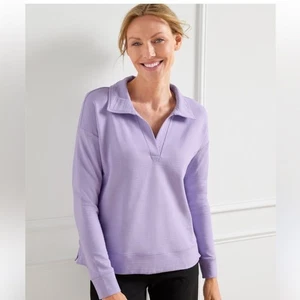 Talbots lavender stretchy cotton blend pullover sweatshirt Size L - Picture 1 of 6