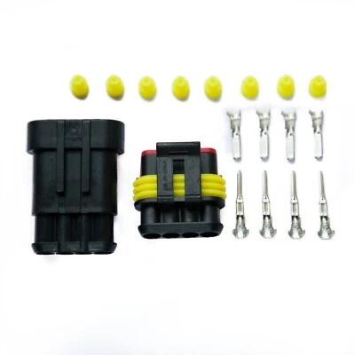 WATERPROOF 4 PIN WAY SUPERSEAL AMP ELECTRICAL WIRE CONNECTOR JOINT PLUG 12v 24v - Image 1 of 4