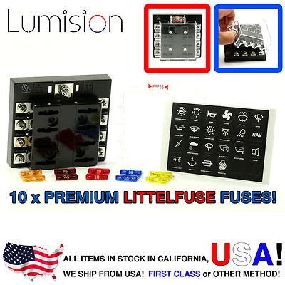 Lumision 8 Way Screw type Terminal Fuse Block w/ Label Premium Littelfuse Fuses - Image 1 of 4