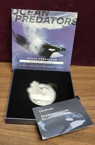 2022 Solomon Islands $5 Silver PAMP 2 Oz. Coin - Ocean Predators - Killer Whale - Picture 1 of 9