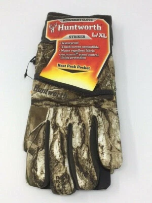 Huntworth Striker L/XL Midweight Gloves - Real Tree Camo Waterproof - New - Image 1 of 3