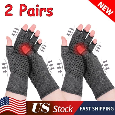 2 pares de guantes de compresión unisex de cobre para artritis soporte para manos alivio del dolor articular Foto 1 de 4