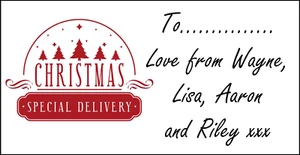 x 48 Personalised Christmas Special Delivery Labels Stickers Tags Presents Santa - Picture 1 of 5