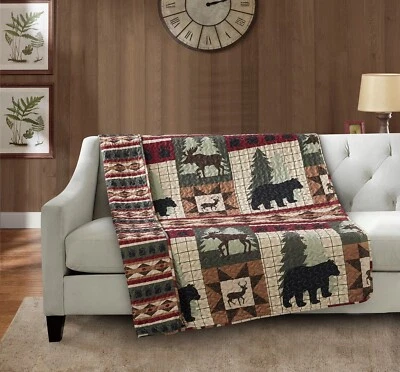 Virah Bella - Wildlife Patch - Lightweight Quilted Throw Blanket 50"x60"