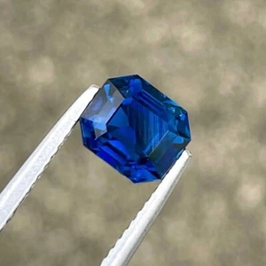 2.52 Carats Vivid Blue Sapphire Emerald Cut Natural Sri Lanka Loose Gemstone - Picture 1 of 5
