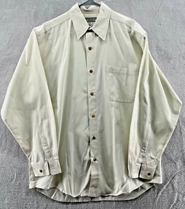 Vintage Guess Jeans Shirt Mens LARGE Long Sleeve Button Down Hong Kong IVORY - Picture 1 of 10