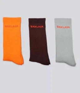 SHIPS NOW Action Bronson BAKLAVA 3PK SOCK - ORANGE BROWN GREY In Hand - Picture 1 of 2