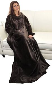 Wearable Blanket Sleeves Pocket Soft Fleece Mink Plush Wrap Throws Blanket Robe
