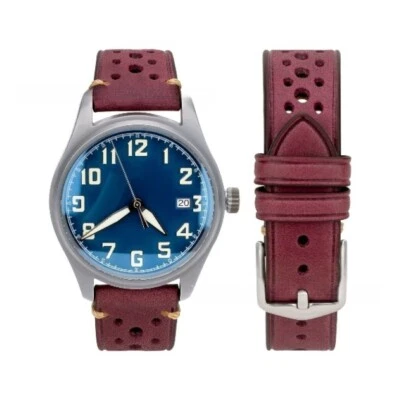 Wrist Watch Bands for Men Women 16-24mm Perforated Genuine Leather Strap Vintage - Image 1 of 4