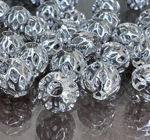 Weave Cut Silver 6mm Round 20 Metal Beads - Picture 1 of 4
