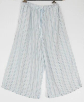 💖 Pantalones de salón Uniqlo Capri Rayón Rayas Azul Claro Cintura elástica S Foto 1 de 4