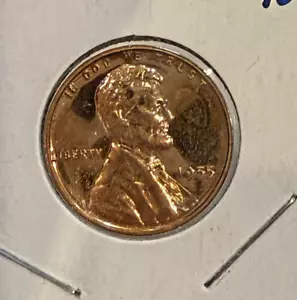 1955-P Lincoln Wheat Proof ~ 1 Blazing Red Coin with Issues ~ Great Date ~ J41 - Picture 1 of 8