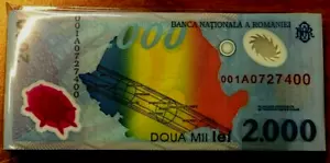 ROMANIA 2000 LEI P-111 1999 x 100 Pcs Lot BUNDLE POLYMER *001A* UNC Space NOTE - Picture 1 of 4