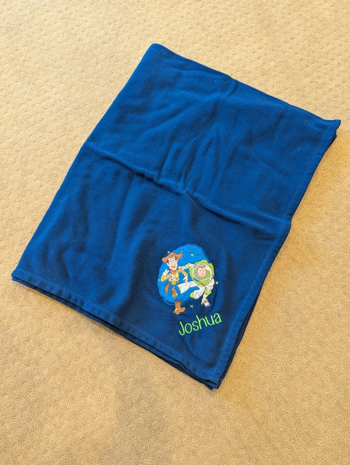 "Joshua" embroidered Toy Story 4' x 6' navy blue fleece blanket Lightyear Woody - Image 1 of 1