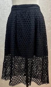 0° C Women's Sz S Small A-Line Skirt Black Embroidery Zip Midi Length - Picture 1 of 11