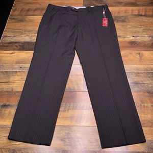 Chaps Slim Fit Dress Pants Mens 38x30 Black Striped Flat Front New - Picture 1 of 11