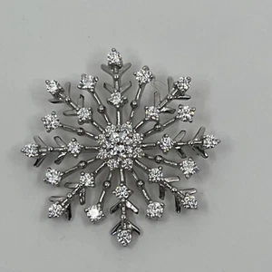 Vintage Estate JCM Sterling Kubik Zirkonia Schneeflocke Brosche Anhänger 1,75" - Bild 1 von 4