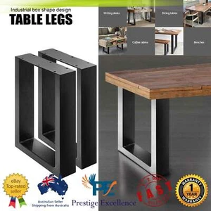 2x Coffee Dining Table Legs Steel Industrial Vintage Bench Metal Box Shape 400MM - Picture 1 of 8