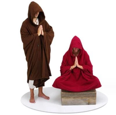 Winter Buddhist Meditation Zen Shaolin Monk Kung Fu Velvet Cloak Robe Gown Cape - Image 1 of 4