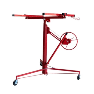 11' Drywall Lift Panel Hoist Plasterboard Sheetrock Jack Lifter Rolling Tool Red - Picture 1 of 3