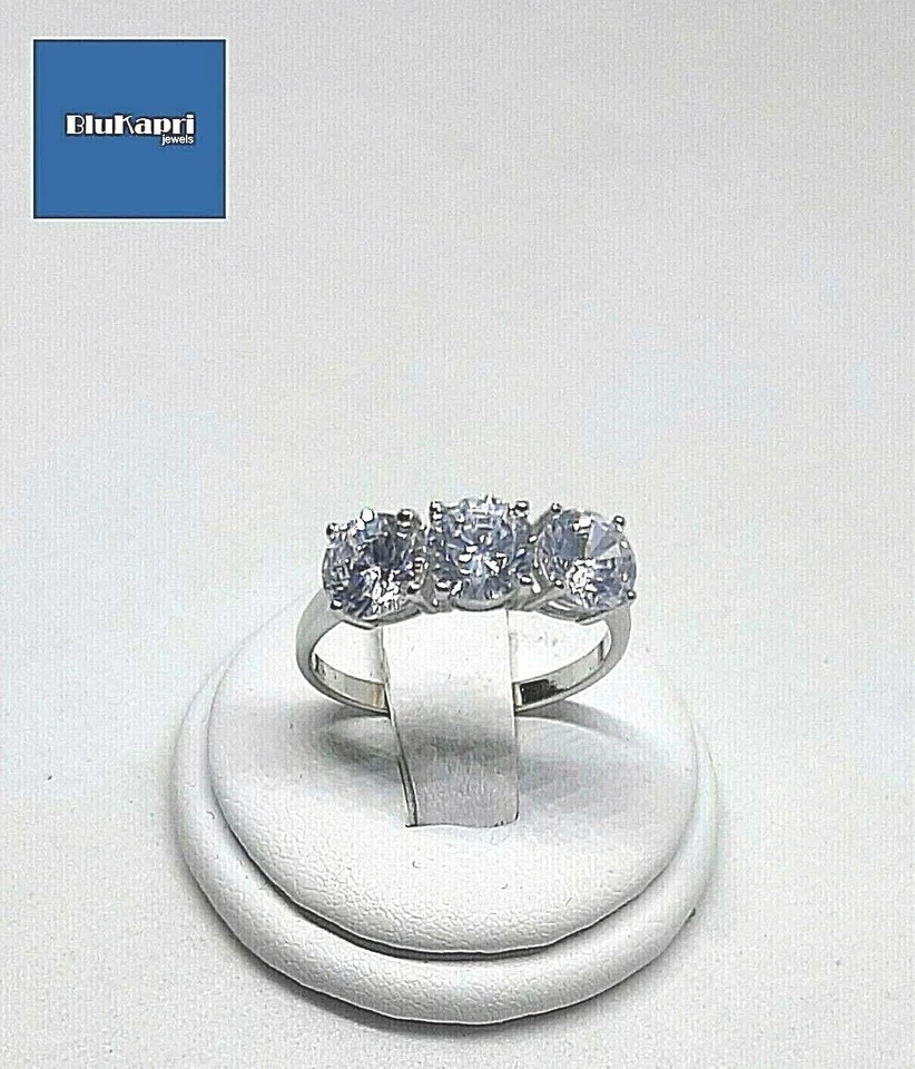 Anello Donna in Argento 925 TRILOGY 3 pietre 5 mm da 1,5 karati taglio brillante - Immagine 1 di 4
