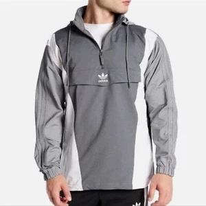 Rare! Adidas Originals Anorak Jacket Colorblock Gray White Nylon Medium - Picture 1 of 12