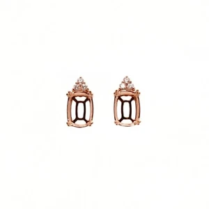 Earring Semi Mount Emerald Cushion 8x6mm In 14K Rose Gold With Diamonds (35488) - Picture 1 of 5