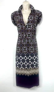 Classic Retro Style Multicoloured COTTON Women's Collared Shift Dress UK 20 - Picture 1 of 4