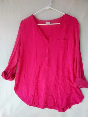 Women XL Top Merona Cuff Sleeve Tunic  T-Shirt Long Sleeve  Blouse - Image 1 of 4