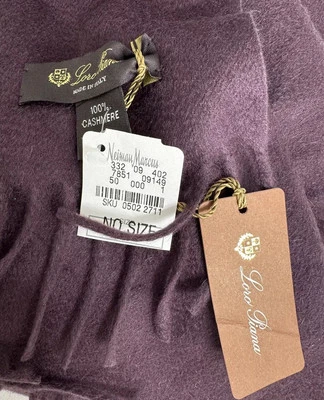 "Loro Piana 100 % cachemir chal bufanda berenjena púrpura 17"" x 68"" nuevo con etiquetas unisex" Foto 1 de 4
