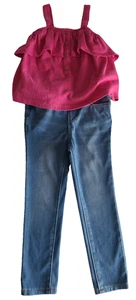 Carters Old Navy Baby Mädchen Set Top und jeansblaue Jeggings GRÖSSE 4T/4A - Bild 1 von 13