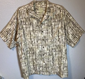 Joseph & Feiss Shirt Men X-Large 100% Silk Bamboo Print Short Sleeve Pocket EUC - Picture 1 of 6