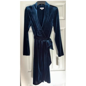 Calvin Klein Damen 4 Faux Wickelkleid Samt Langarm Midi Bindeband Taille Schal - Bild 1 von 6