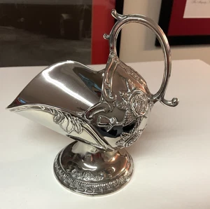Vintage Silver Plate  Sugar Coal Scuttle Scoop Embossed Floral Rose  Pattern - Picture 1 of 8