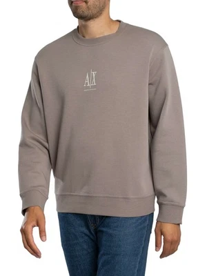 Armani Exchange Men's Embroidered Centre Logo Sweatshirt, Grey - Image 1 of 4