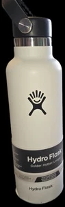 HYDRO FLASK 21 OZ. STANDARD MOUTH WHITE WATER BOTTLE Dented - Picture 1 of 6